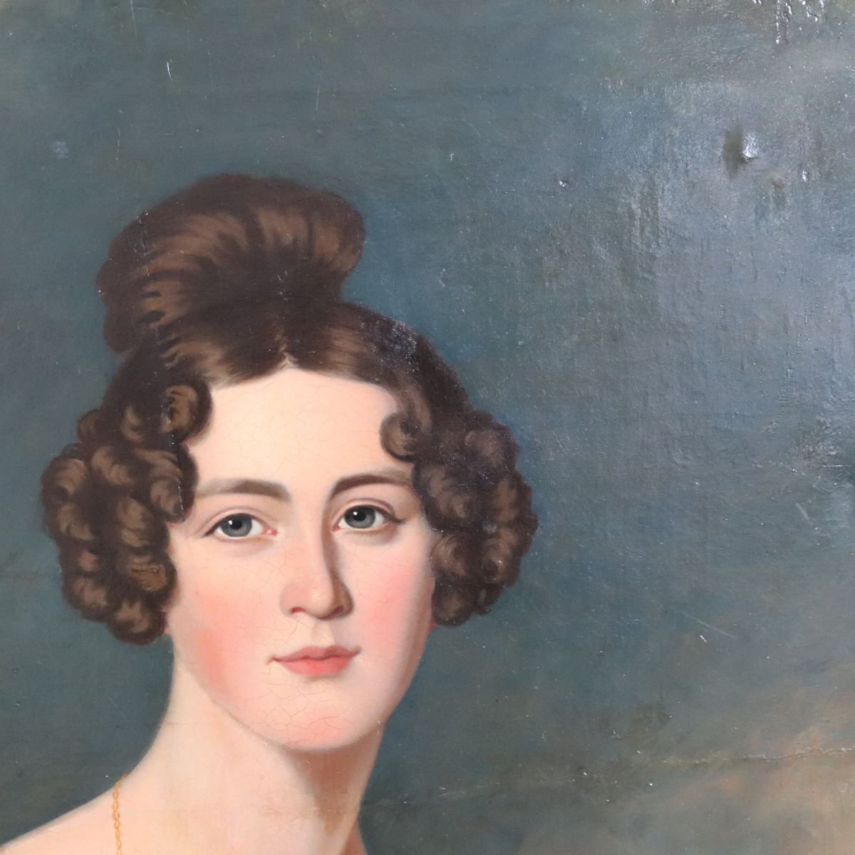 Ritratto di giovane donna, olio su tela, Italia, XIX secolo-photo-1