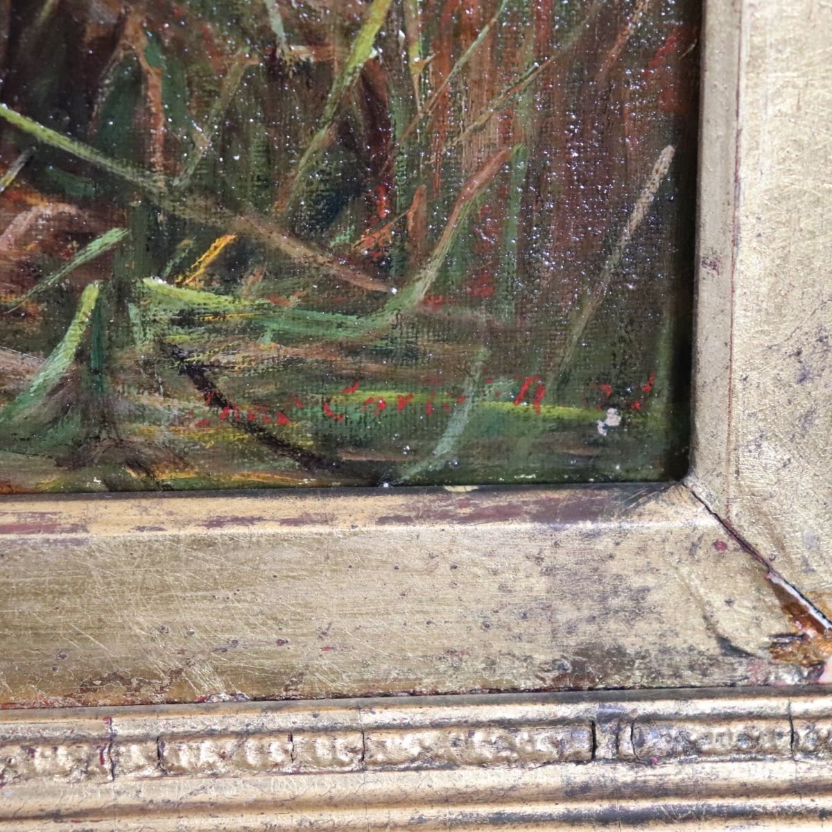 Paesaggio con cigni, dipinto ad olio su tela, scuola inglese, XIX secolo-photo-1