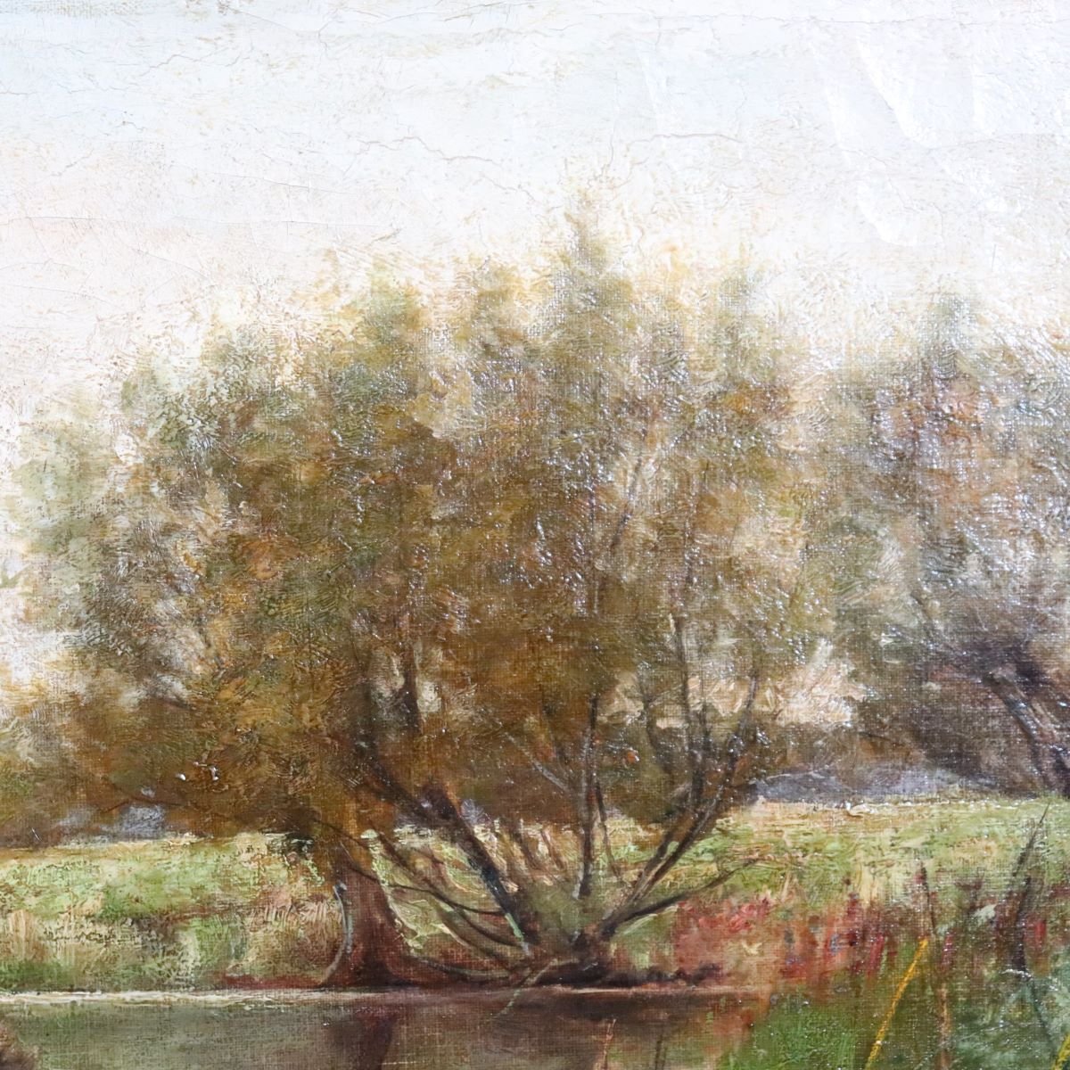 Paesaggio con cigni, dipinto ad olio su tela, scuola inglese, XIX secolo-photo-5