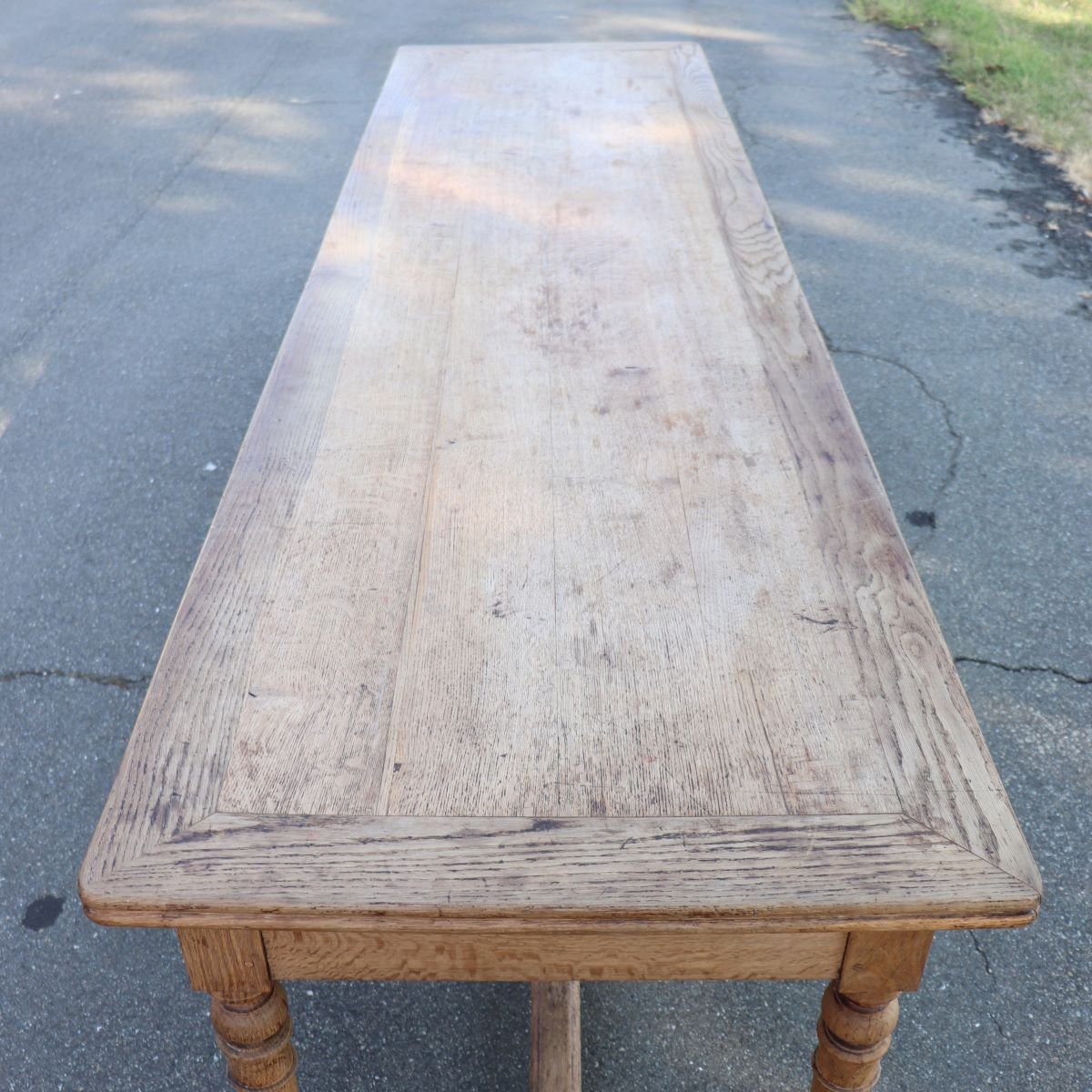 Tavolo rustico in legno massello di rovere, 274 cm, Inizi XX secolo-photo-2