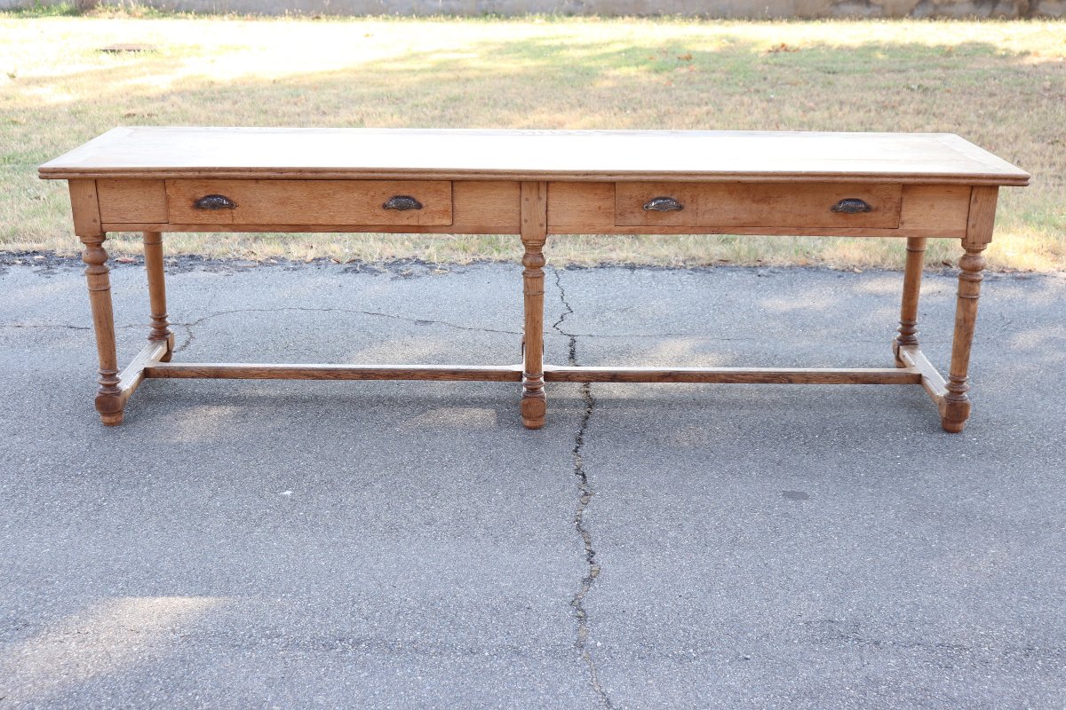 Tavolo rustico in legno massello di rovere, 274 cm, Inizi XX secolo-photo-4