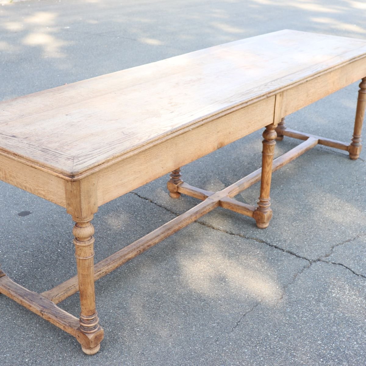 Tavolo rustico in legno massello di rovere, 274 cm, Inizi XX secolo-photo-7