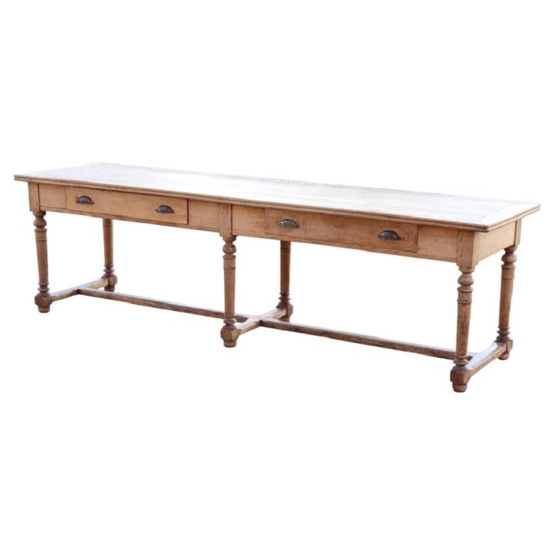 Tavolo rustico in legno massello di rovere, 274 cm, Inizi XX secolo