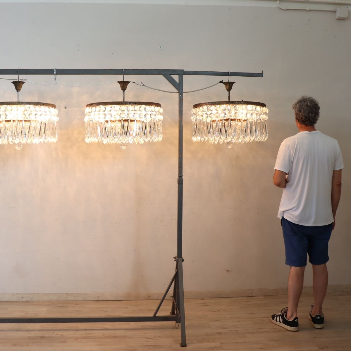 Spettacolari lampadari con grandi gocce di cristallo, Italia, inizio XX secolo-photo-2