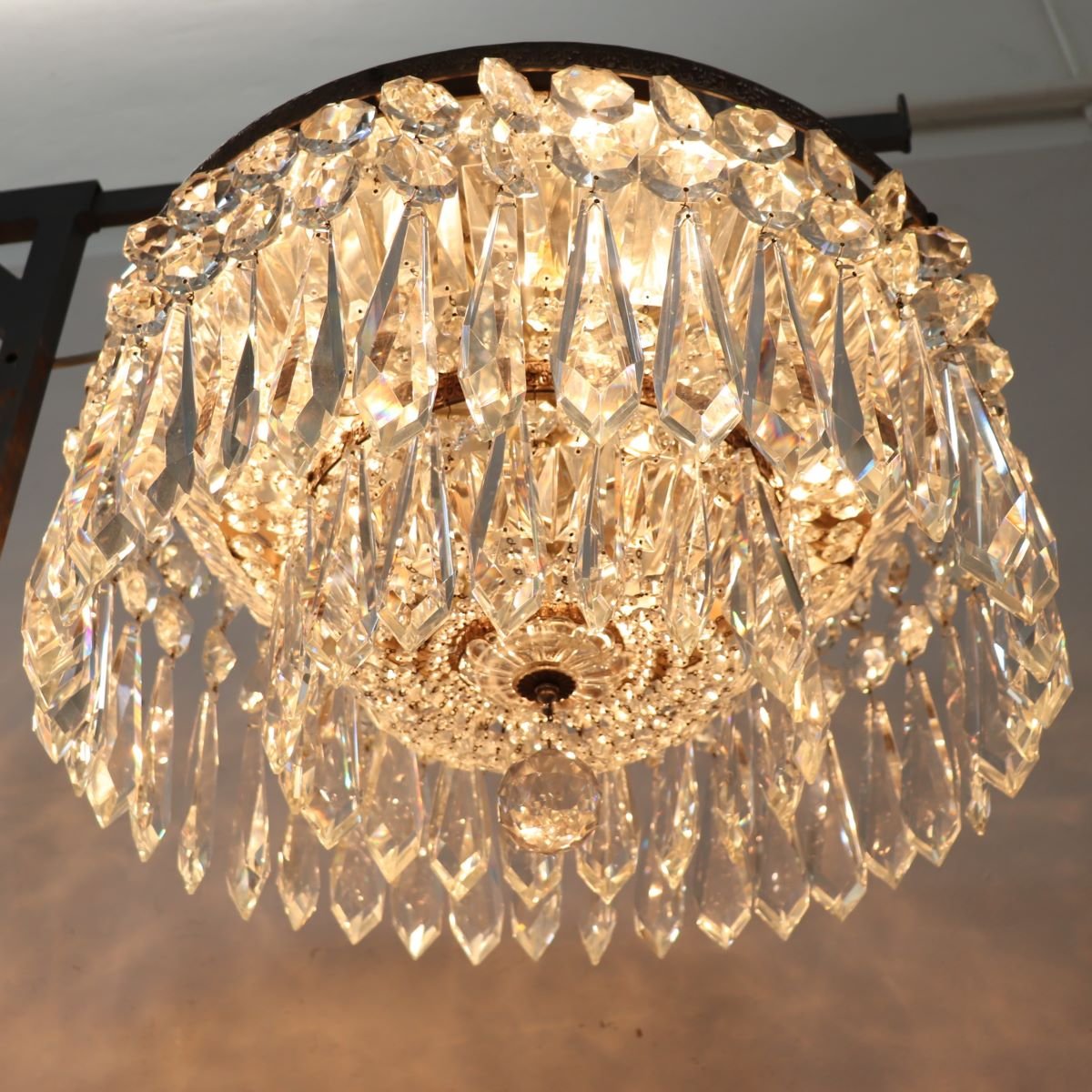 Spettacolari lampadari con grandi gocce di cristallo, Italia, inizio XX secolo-photo-3