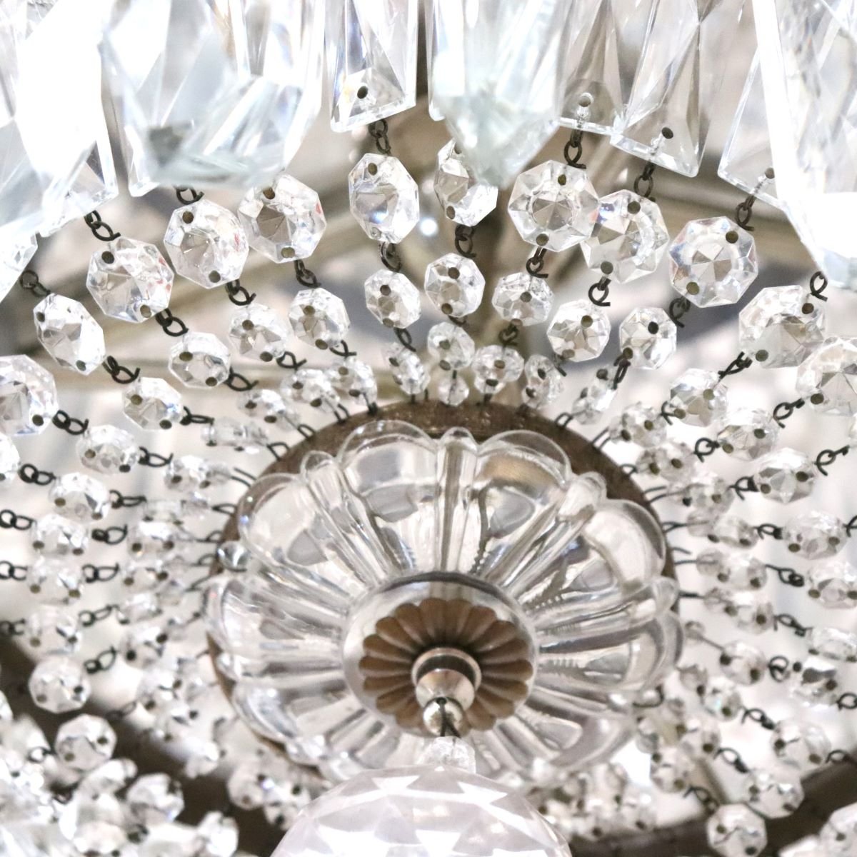 Spettacolari lampadari con grandi gocce di cristallo, Italia, inizio XX secolo-photo-5