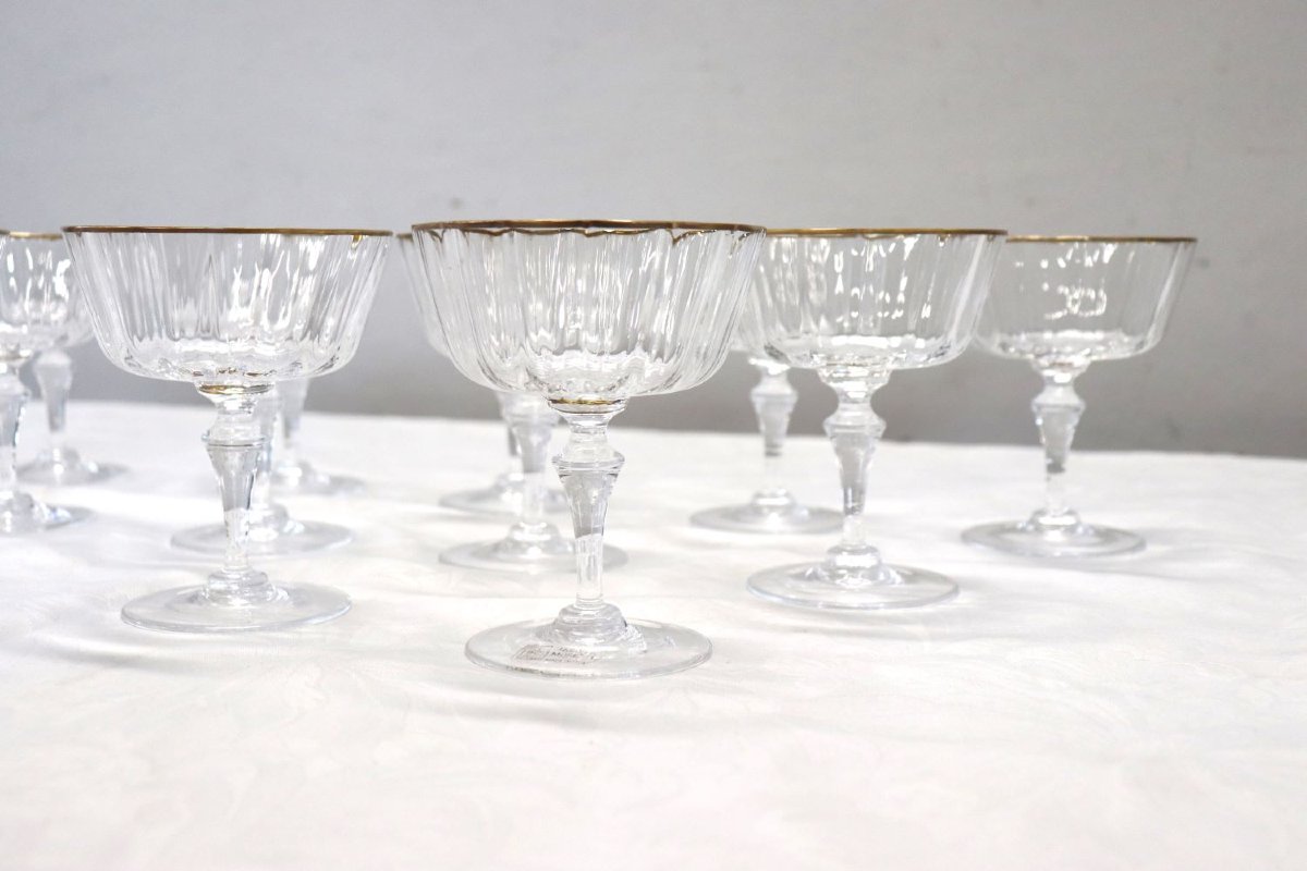 Set di 12 calici da champagne in vetro soffiato di Murano di Nason & Moretti con etichetta-photo-2