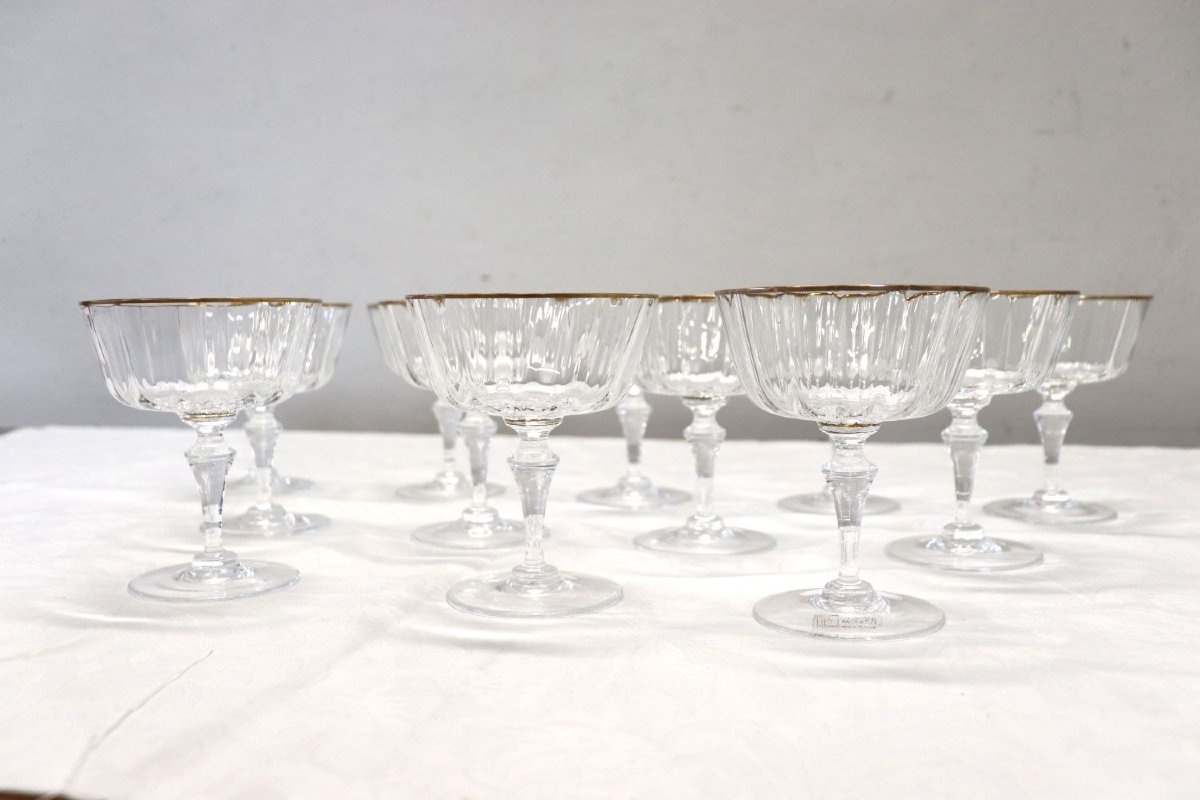 Set di 12 calici da champagne in vetro soffiato di Murano di Nason & Moretti con etichetta-photo-5