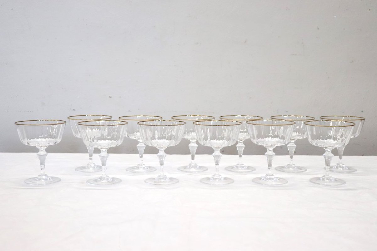 Set di 12 calici da champagne in vetro soffiato di Murano di Nason & Moretti con etichetta-photo-6