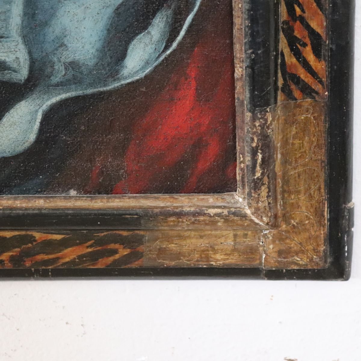 Dipinto ad olio su tela, Madonna con Bambino e angelo, Italia, XVII secolo-photo-4