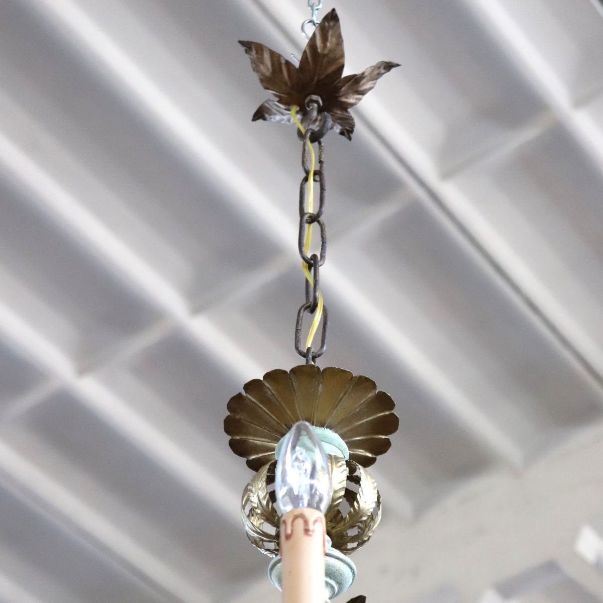 Lampadario in legno laccato e ferro, 12 lampadine, inizio XX secolo-photo-7