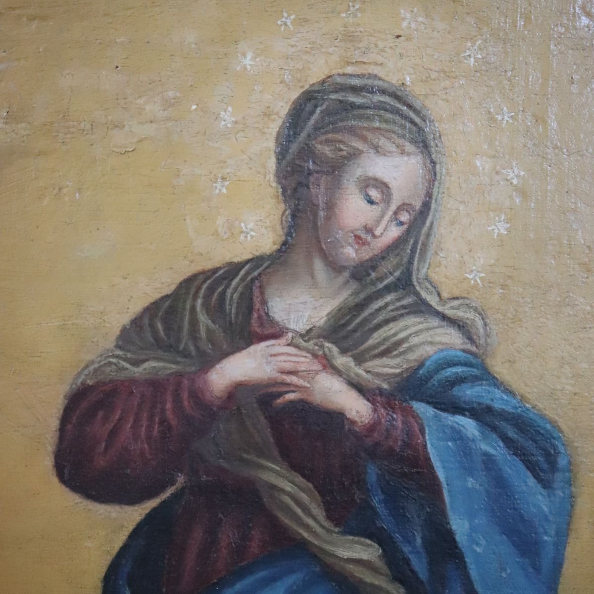 Dipinto olio su tela, Immacolata Concezione, Italia, XVIII secolo-photo-3