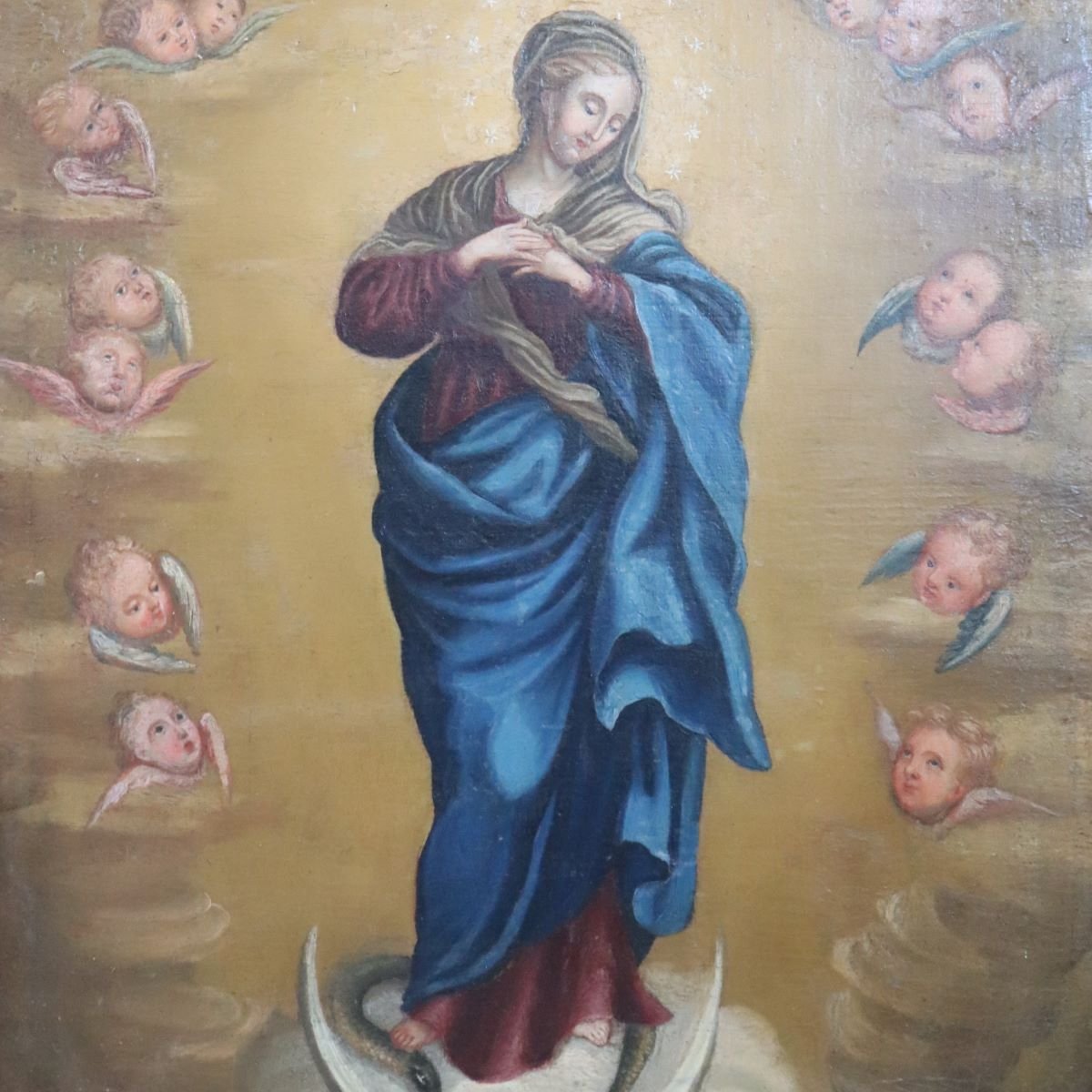 Dipinto olio su tela, Immacolata Concezione, Italia, XVIII secolo-photo-4