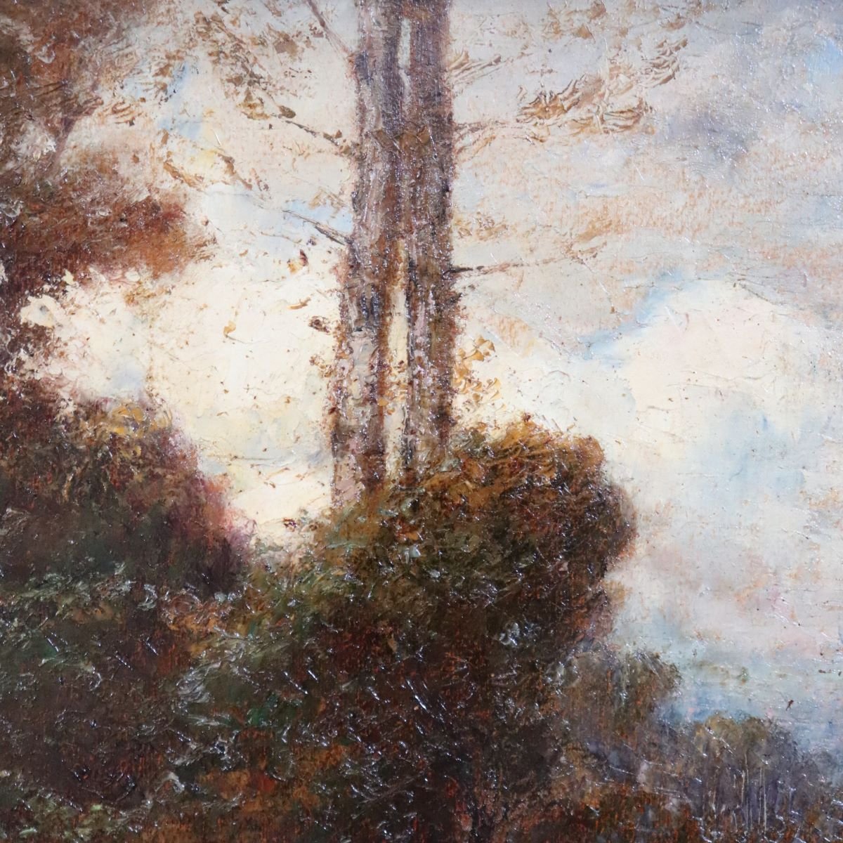 Dipinto ad olio su tavola firmato L. Clara, paesaggio italiano, inizio XX secolo-photo-3