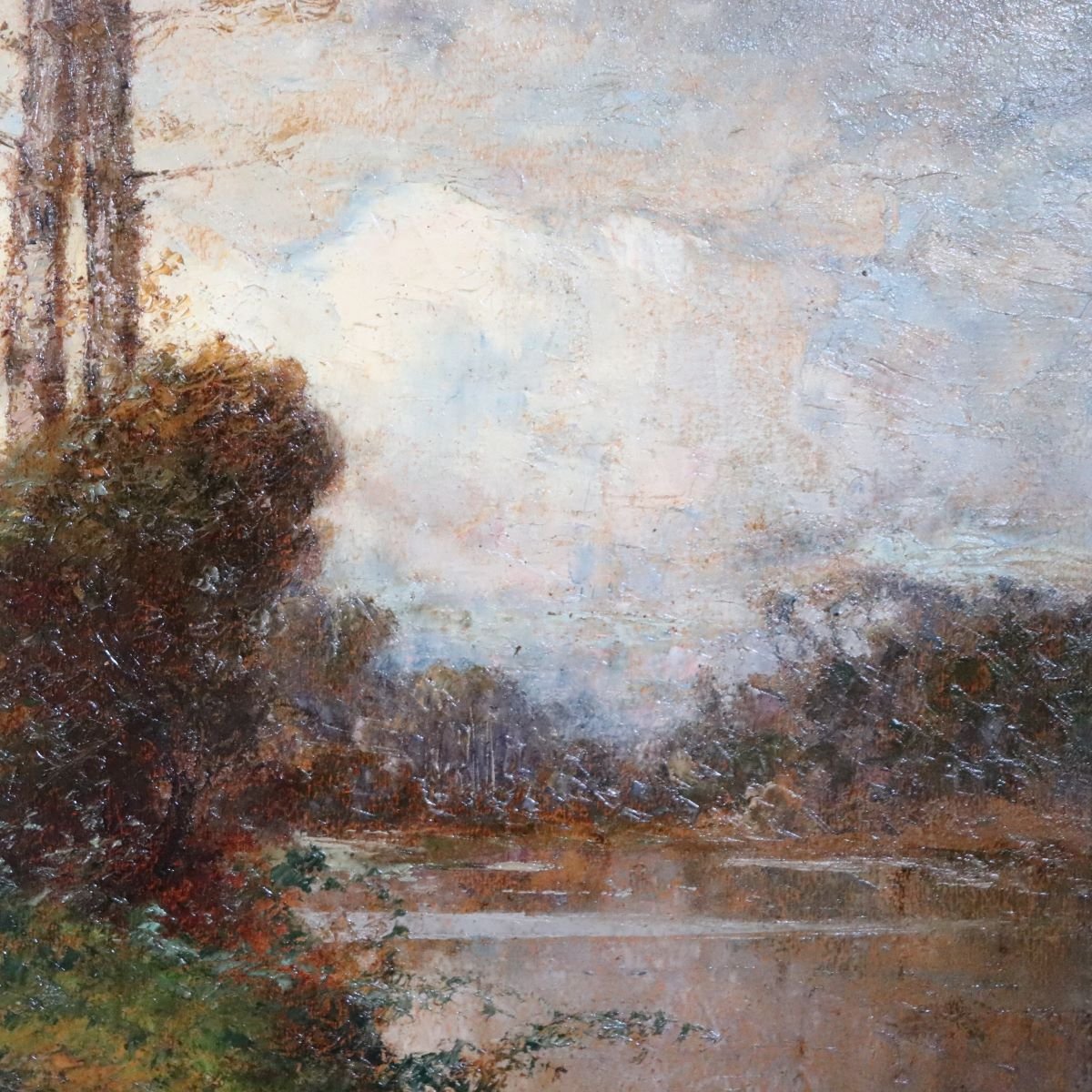 Dipinto ad olio su tavola firmato L. Clara, paesaggio italiano, inizio XX secolo-photo-4
