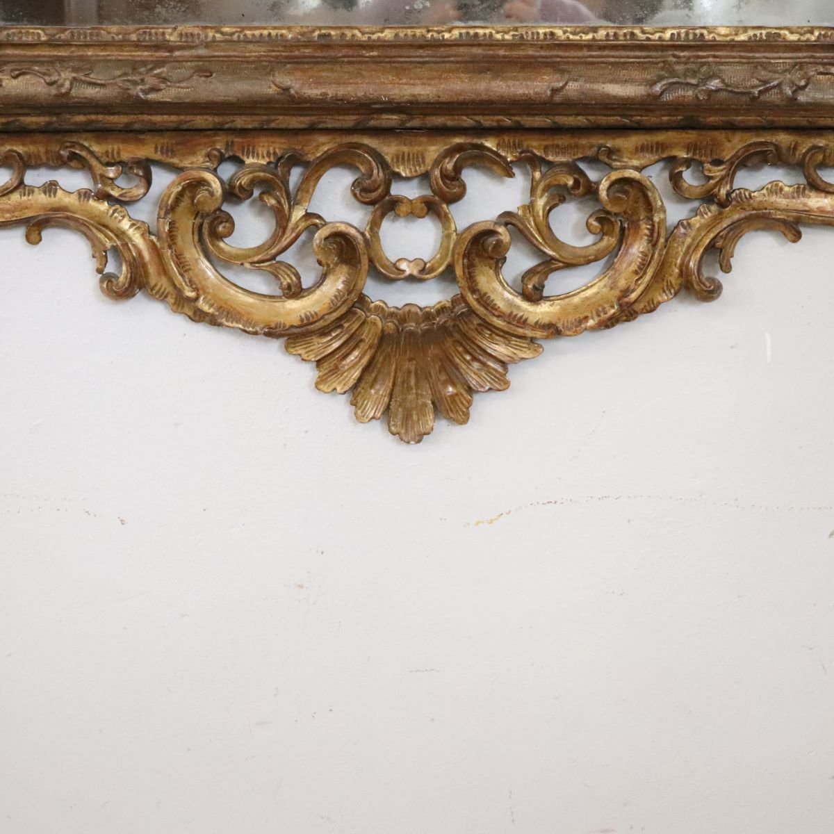 Specchio da parete antico in legno dorato, Italia XIX secolo-photo-2