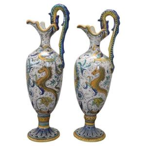 Coppia di Anfore in ceramica artistica di Deruta, anni '30