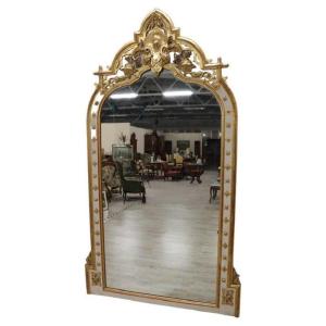 Grande Specchio da parete in legno laccato e dorato, XIX secolo