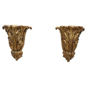 Fregi antichi in legno intagliato e dorato, XIX secolo, set di 2