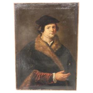 Ritratto di gentiluomo in pelliccia, XVII secolo, olio su tela