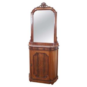 Mobiletto antico in noce con specchio, fine XIX secolo
