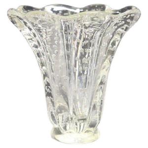 Vaso vintage in vetro trasparente di Murano, anni '50