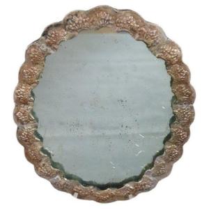Specchio a mano con cornice argentata, fine XIX secolo