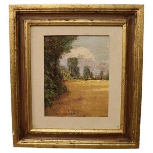 Campagna italiana, dipinto ad olio del XX secolo, firmato