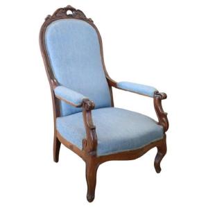Antica poltrona in noce metà secolo XIX