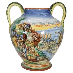 Vaso in ceramica decoro classico, Italia anni '80