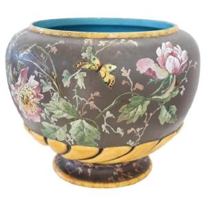 Vaso in ceramica con decoro floreale