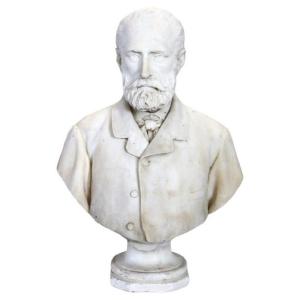 Busto di gentiluomo, XIX secolo, scultura in marmo bianco