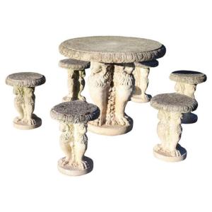 Set da giardino con tavolo e 6 sgabelli, Italia, inizio XX secolo