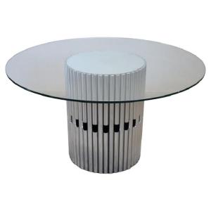 Tavolo in acciaio e vetro design italiano anni '70