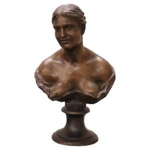 Piccolo busto di giovane donna in bronzo, Italia, firmato Gemito