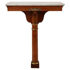 Consolle in legno di ciliegio con piano in marmo, inizio XIX secolo.