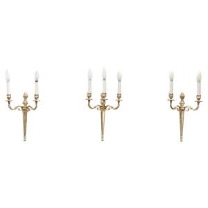 Set di 3 appliques in ottone dorato, Italia, fine XIX secolo