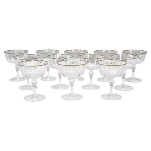 Set di 12 calici da champagne in vetro soffiato di Murano di Nason & Moretti con etichetta