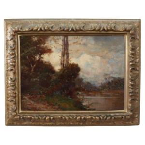 Dipinto ad olio su tavola firmato L. Clara, paesaggio italiano, inizio XX secolo