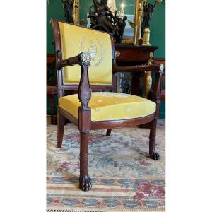 Jacob Frères, Stamped Cabinet Armchair, Consulate Period. 
