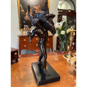 Rare Bronze: Hercules And The Boar Of Erymanthus, Giambologna. 19th Century. 