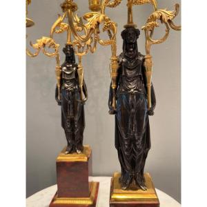François Rémond, Pair Of Candelabra, Late 18th Century. Directory-consulate Period. 