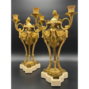 Rare Pair Of Athenian-style Candelabra, Late 18th Century.