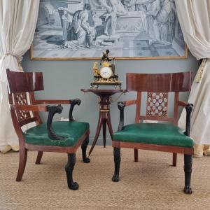  Jacob Frères, Pair Of Cabinet Armchairs, Consulate Period.