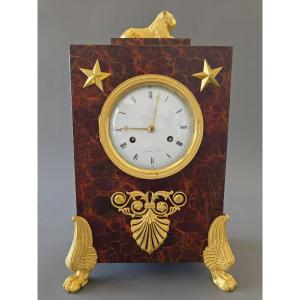 Empire-period Painted Sheet Metal And Gilt Bronze Terminal Clock.