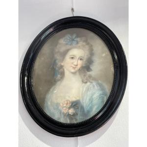 Old And Large Pastel Of A Lady Of Quality End Of The XVIII Eme Century Around 1800