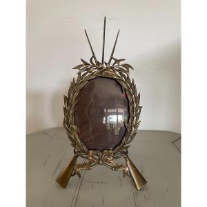 Old Bronze Photo Holder Frame Signed A Bahl For Poilu Militaria Military Palme