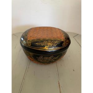 Old Box In Paper Mache And Straw Marquetry End Of The XIX Eme Century Napoleon III