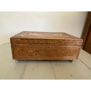 Box In Straw Marquetry Box Secret Box XIX Eme Century Old Old
