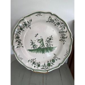 Old Earthenware Dish From Moustiers Chinese Decor 18th Century